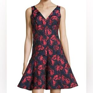 Maggy London Shadow Floral Print V-Neck dress sz 0 NWT